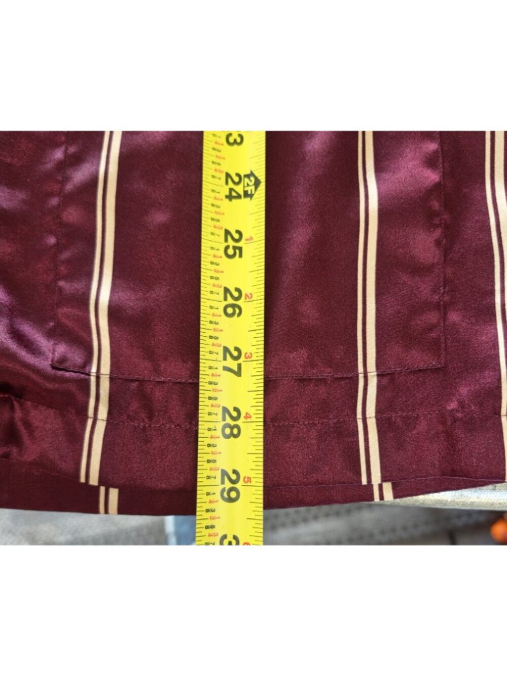 Vintage Victoria's Secret Satin Pajama Set Size L Burgundy Striped 3 Pieces 90s - Picture 14 of 15